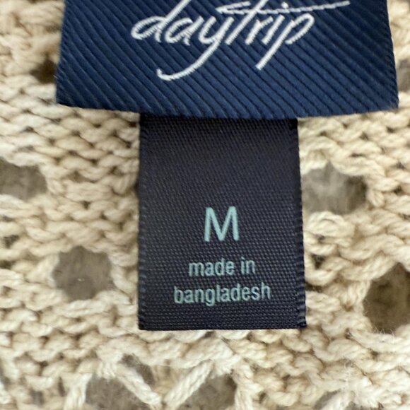 Daytrip Cardigan Sweater Open Knit Crochet Belted Boho Layering - Picture 4 of 7